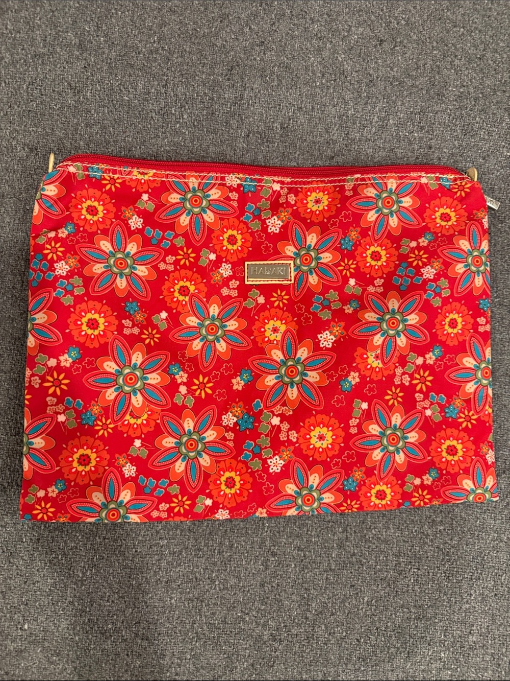 Hadaki Bright Floral Zip Pouch - Red Multicolor
